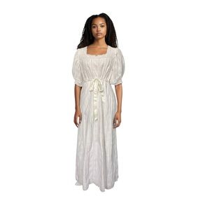 LoveShackFancy Square Neckline Elegant White Flowy Maxi Dress